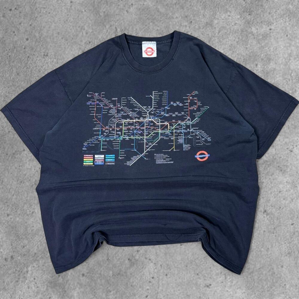 Vintage 90s London Underground black subway graphic shirt size XL cotton